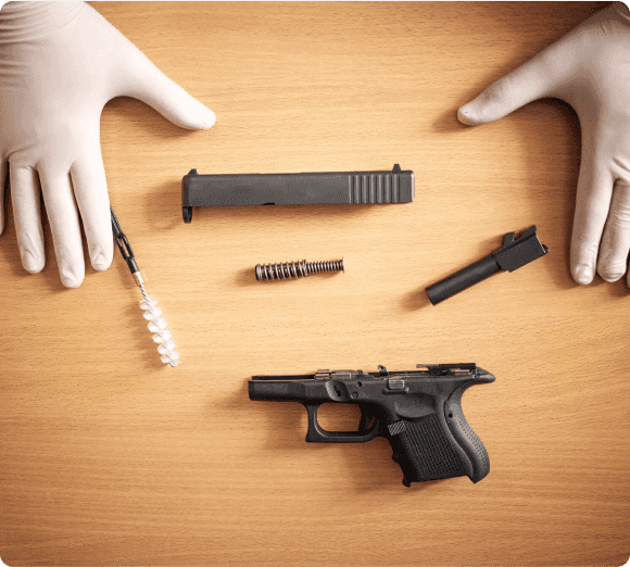 disassembled pistol