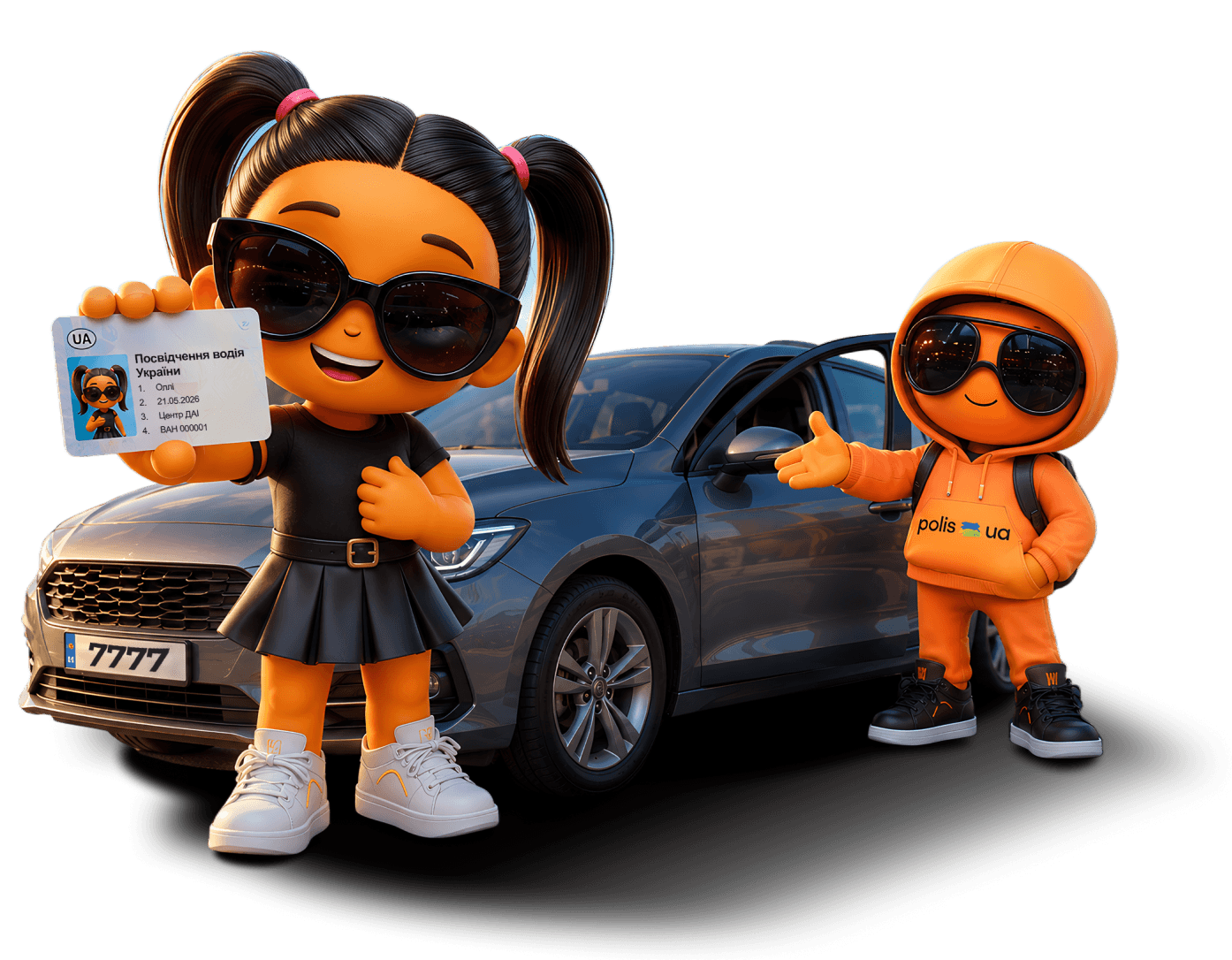 Maskot couple on banner