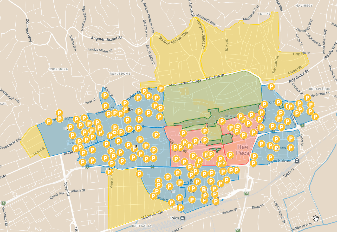 Разделение города на зоны парковки и расположение паркоматов